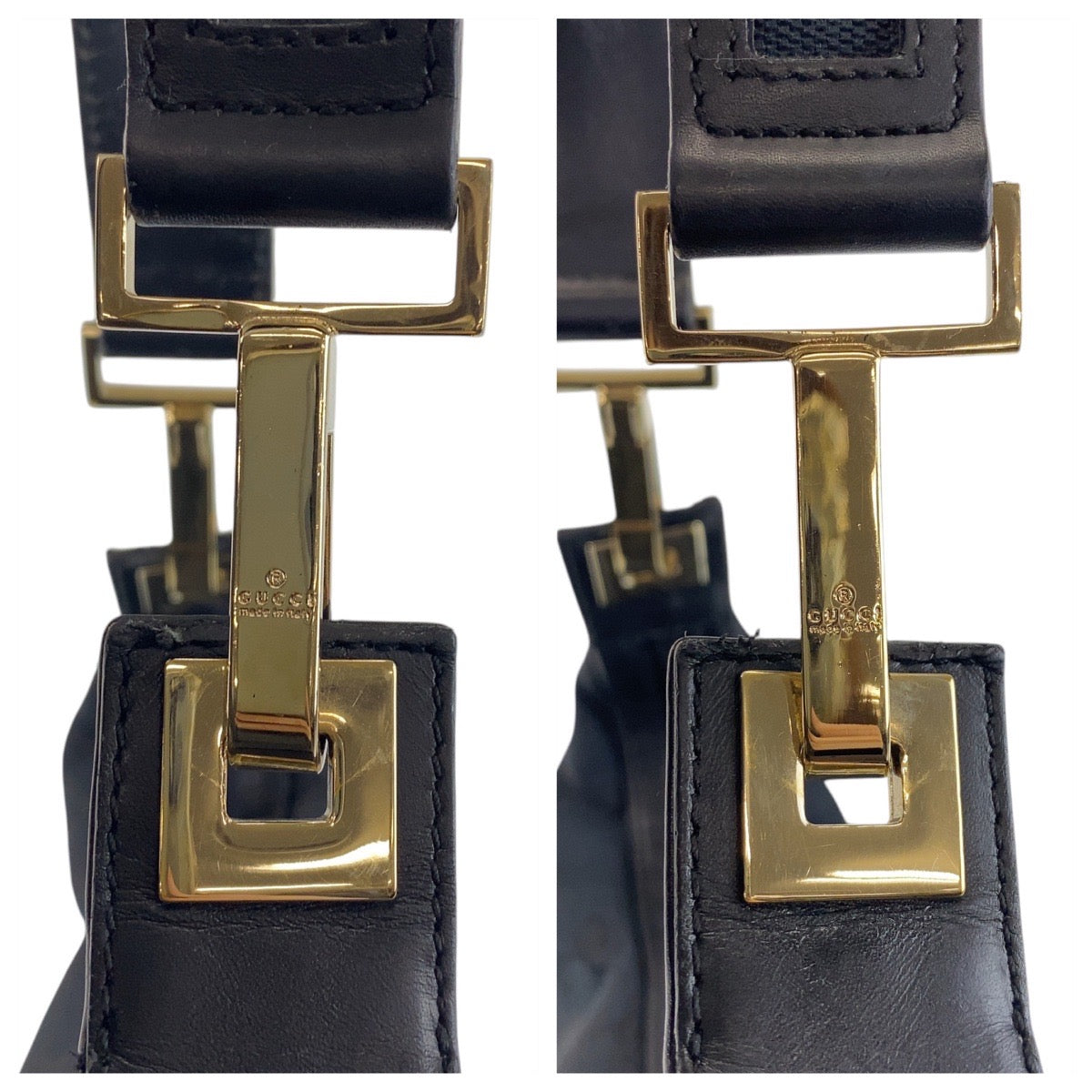15969
GUCCI グッチ ブラック 黒 ゴールド金具 GGキャンバス / レザー 001 4204 ショルダーバッグ  レディース ABP32