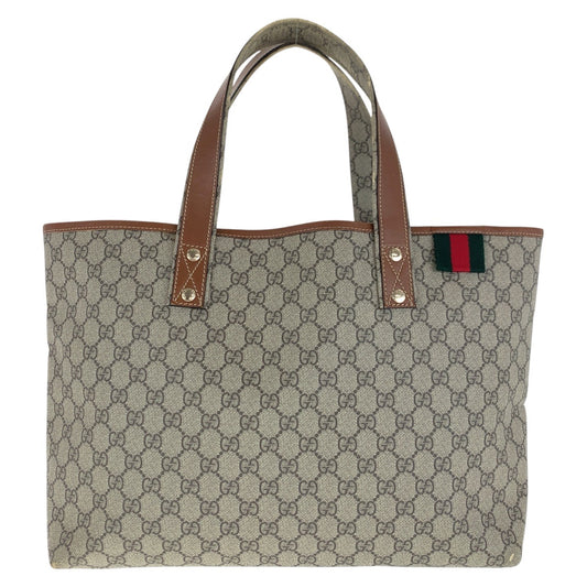 15974
GUCCI グッチ シェリーライン ブラウン グレー ゴールド金具 GGスプリームキャンバス / レザー 211134 トートバッグ ショルダーバッグ  レディース