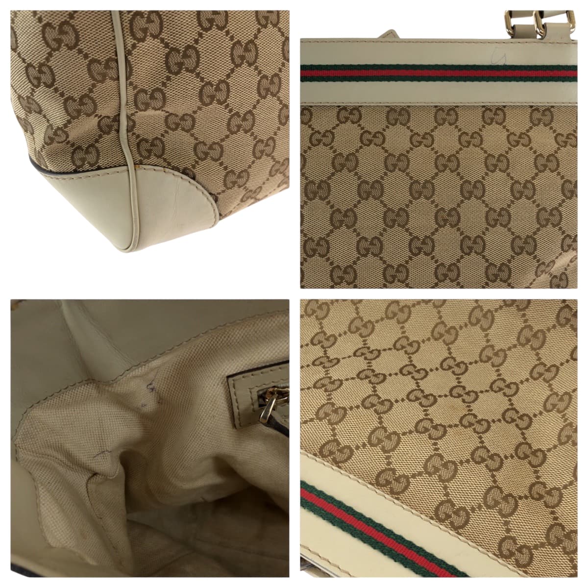 15975
GUCCI グッチ シェリーライン メイフェア リボン ベージュ アイボリー ゴールド金具 GGキャンバス 256071 トートバッグ ハンドバッグ  レディース