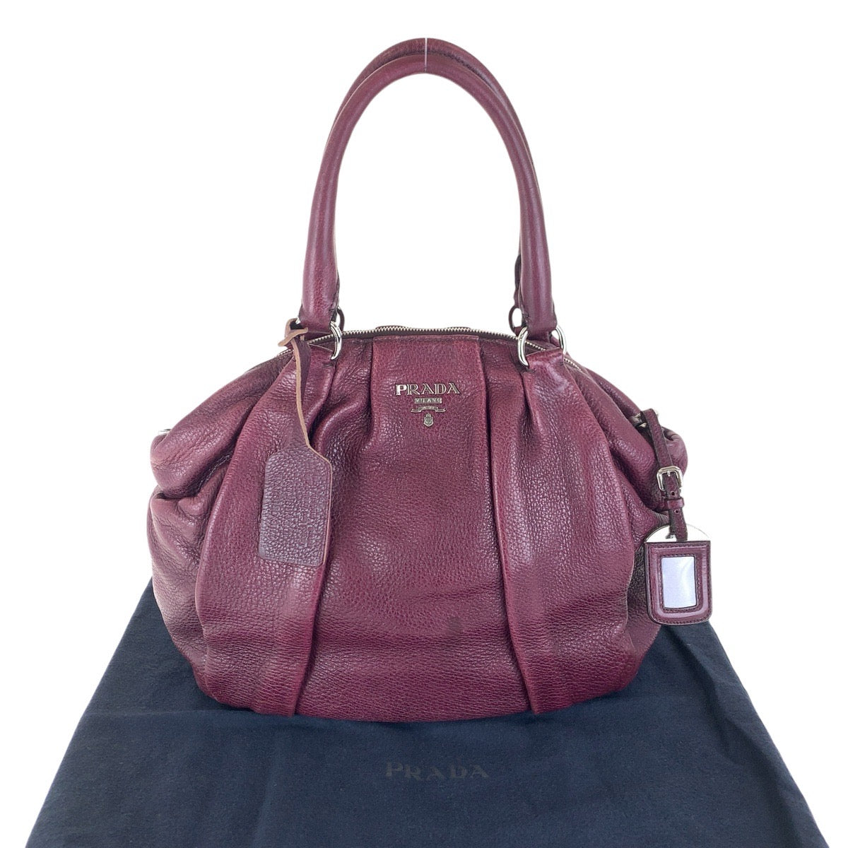 15979
PRADA プラダ ヴィッテロダイノ パープル シルバー金具 レザー トートバッグ ショルダーバッグ  レディース