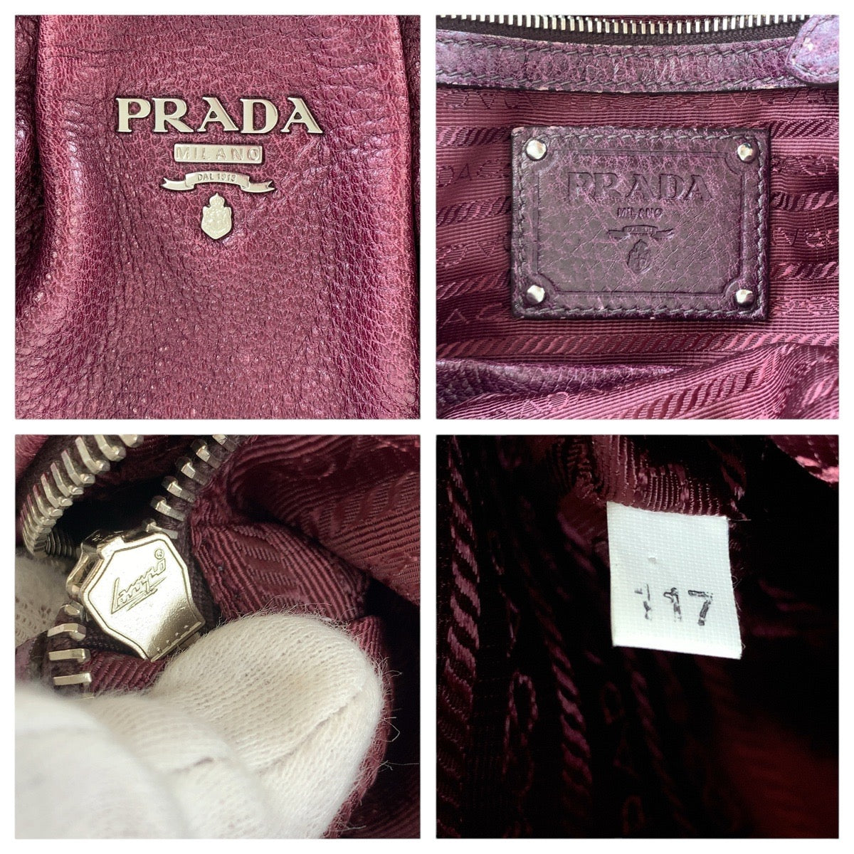 15979
PRADA プラダ ヴィッテロダイノ パープル シルバー金具 レザー トートバッグ ショルダーバッグ  レディース