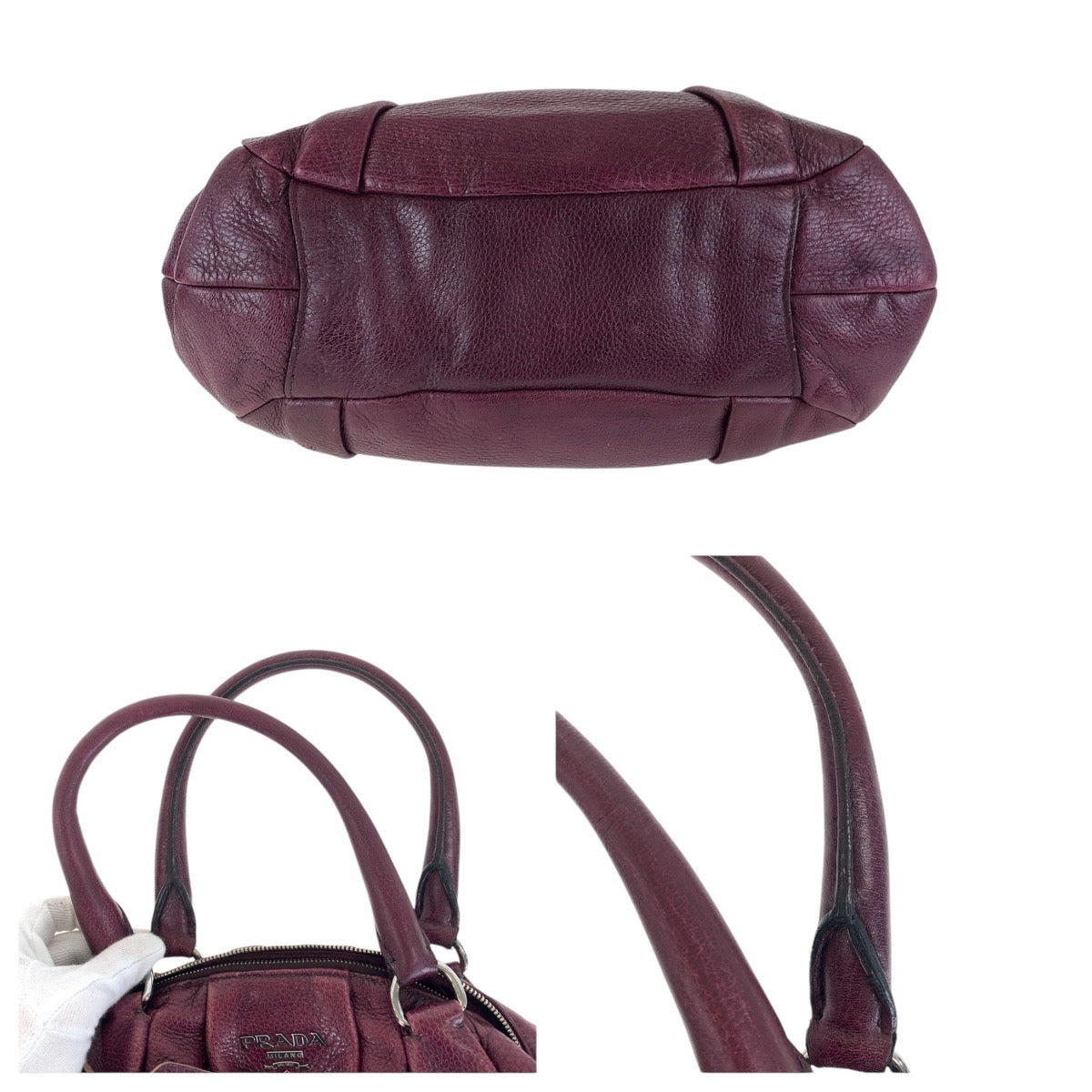 15979
PRADA プラダ ヴィッテロダイノ パープル シルバー金具 レザー トートバッグ ショルダーバッグ  レディース AB41