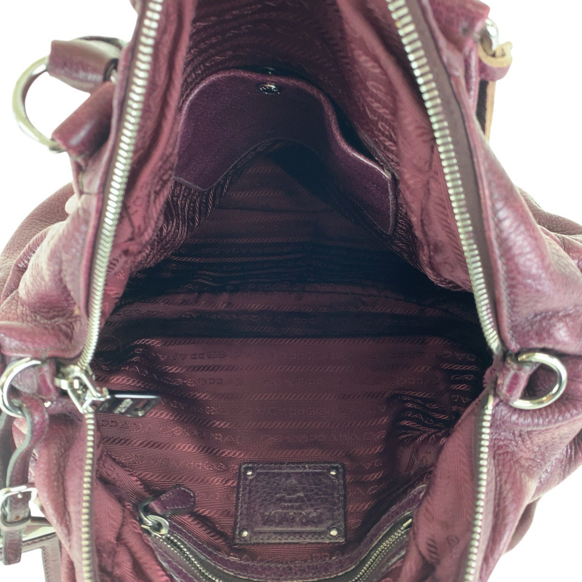 15979
PRADA プラダ ヴィッテロダイノ パープル シルバー金具 レザー トートバッグ ショルダーバッグ  レディース AB41
