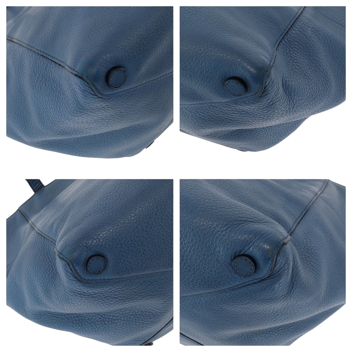 15980
PRADA プラダ ヴィッテロダイノ 三角ロゴプレート ブルー ゴールド金具 レザー トートバッグ ハンドバッグ  レディース ABP41