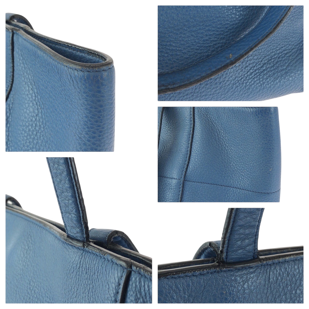 15980
PRADA プラダ ヴィッテロダイノ 三角ロゴプレート ブルー ゴールド金具 レザー トートバッグ ハンドバッグ  レディース ABP41