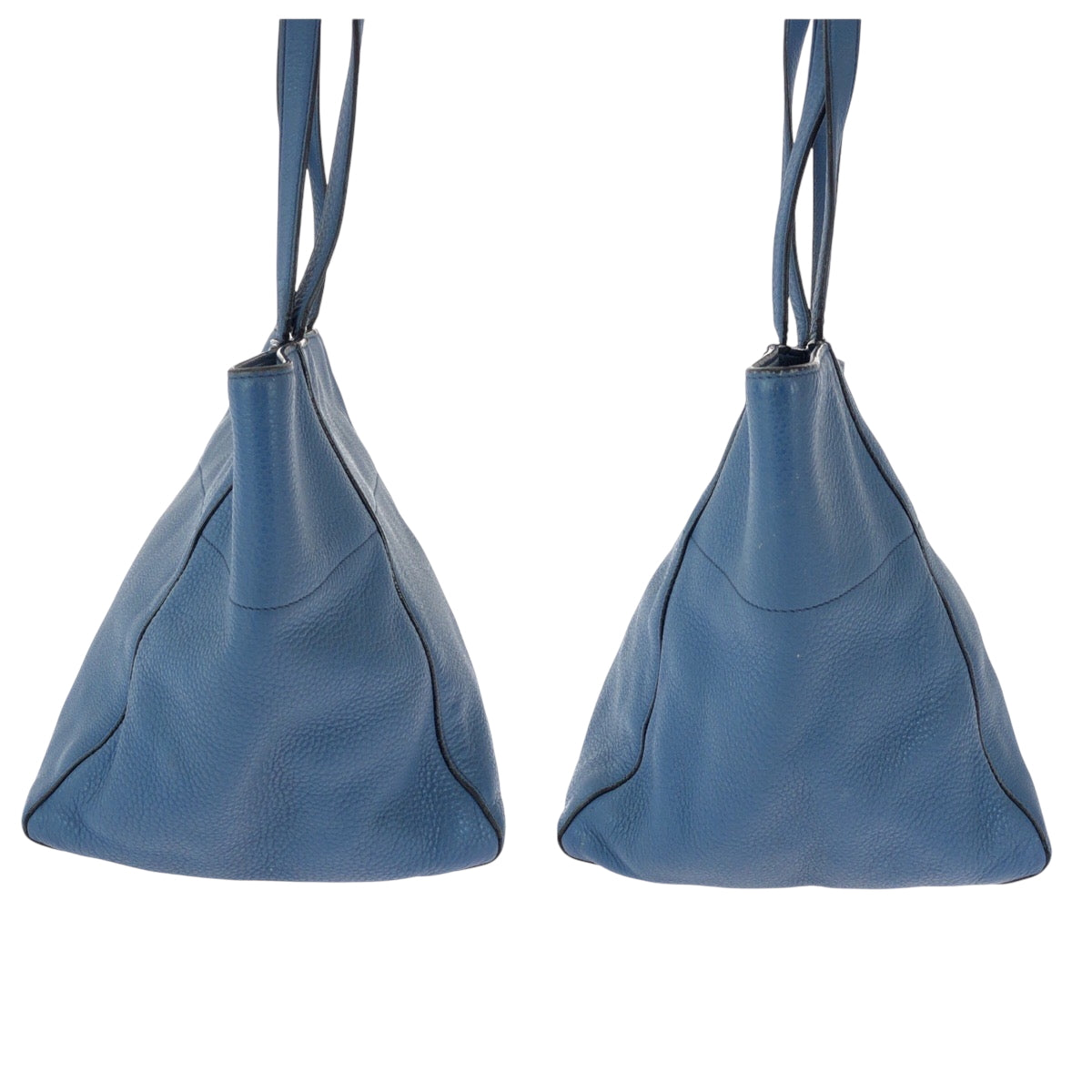 15980
PRADA プラダ ヴィッテロダイノ 三角ロゴプレート ブルー ゴールド金具 レザー トートバッグ ハンドバッグ  レディース ABP41