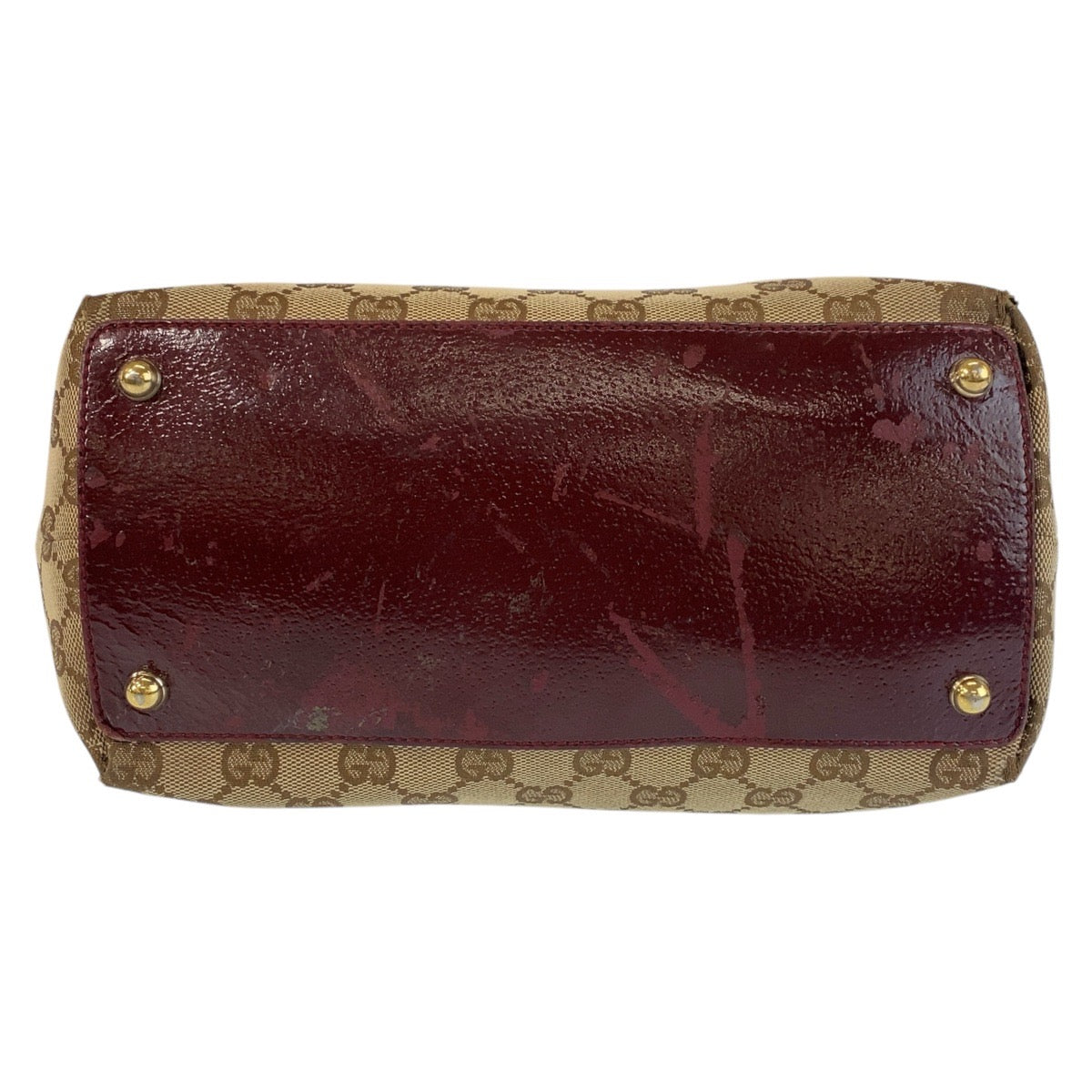 15983
GUCCI グッチ ベージュ ワインレッド ゴールド金具 GGキャンバス / レザー 120836 トートバッグ ショルダーバッグ  レディース