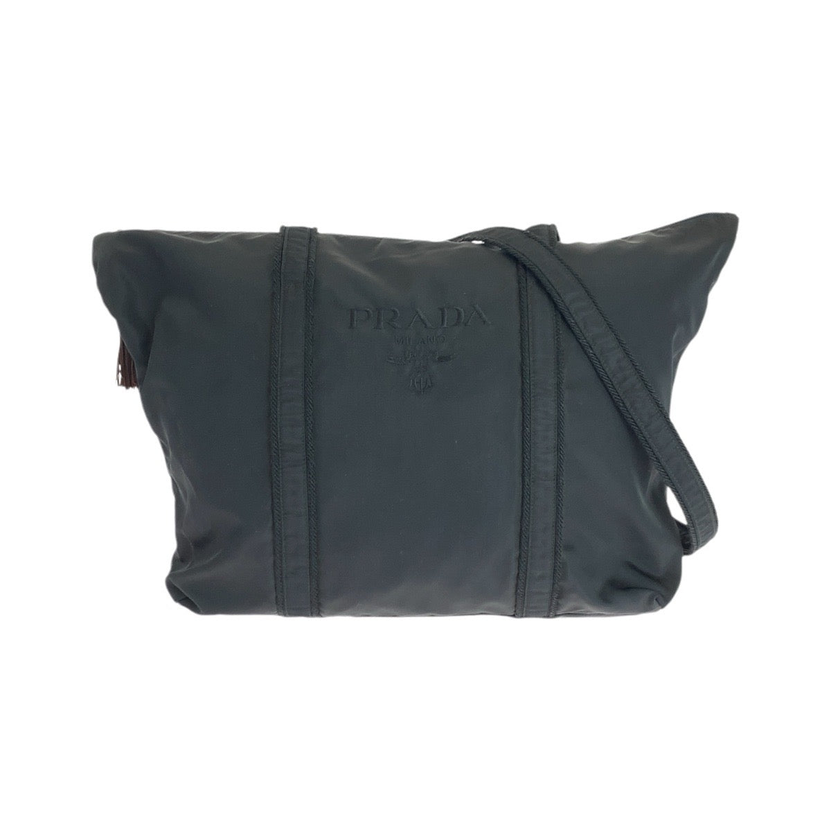 15985
PRADA Tessuto Logo Embroidered Black Gold Hardware Nylon Tote Bag Shoulder Bag Ladies AB34