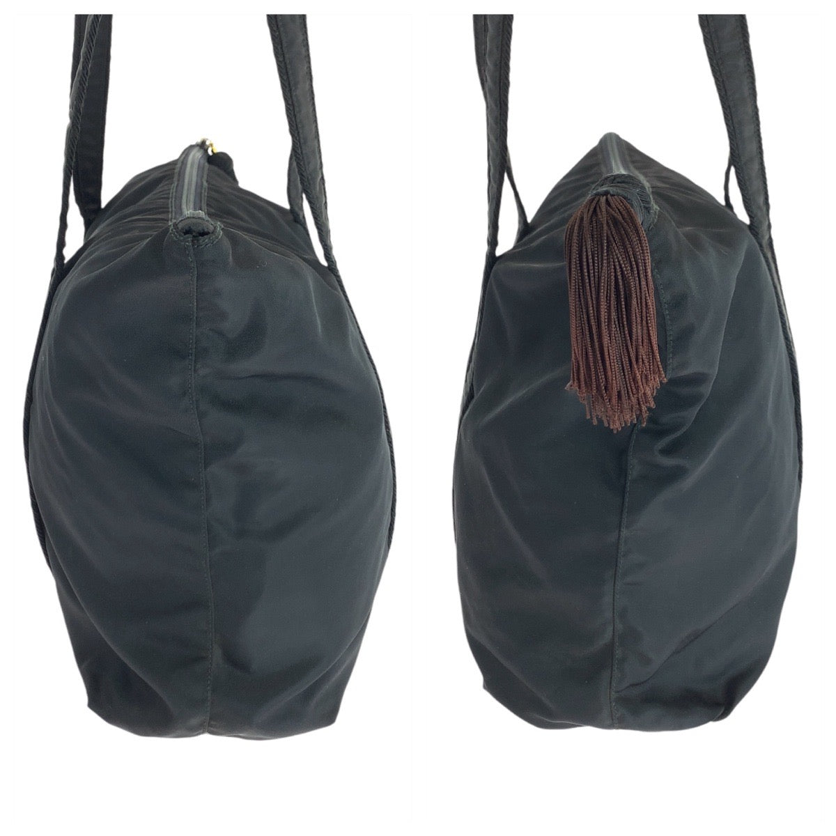 15985
PRADA プラダ テスート ロゴ刺繍 ブラック 黒 ゴールド金具 ナイロン トートバッグ ショルダーバッグ  レディース AB34