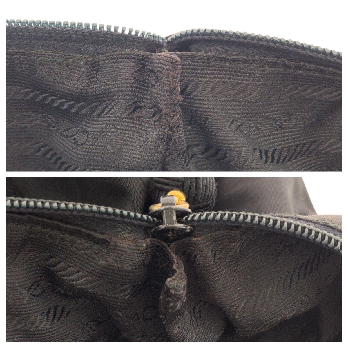 15985
PRADA Tessuto Logo Embroidered Black Gold Hardware Nylon Tote Bag Shoulder Bag Ladies AB34