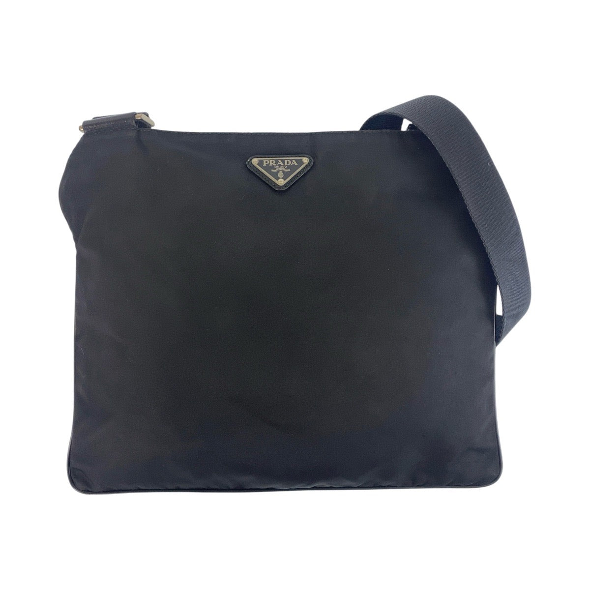 15992
PRADA プラダ テスート 三角ロゴプレート ブラック 黒 シルバー金具 ナイロン ショルダーバッグ メッセンジャーバッグ  レディース