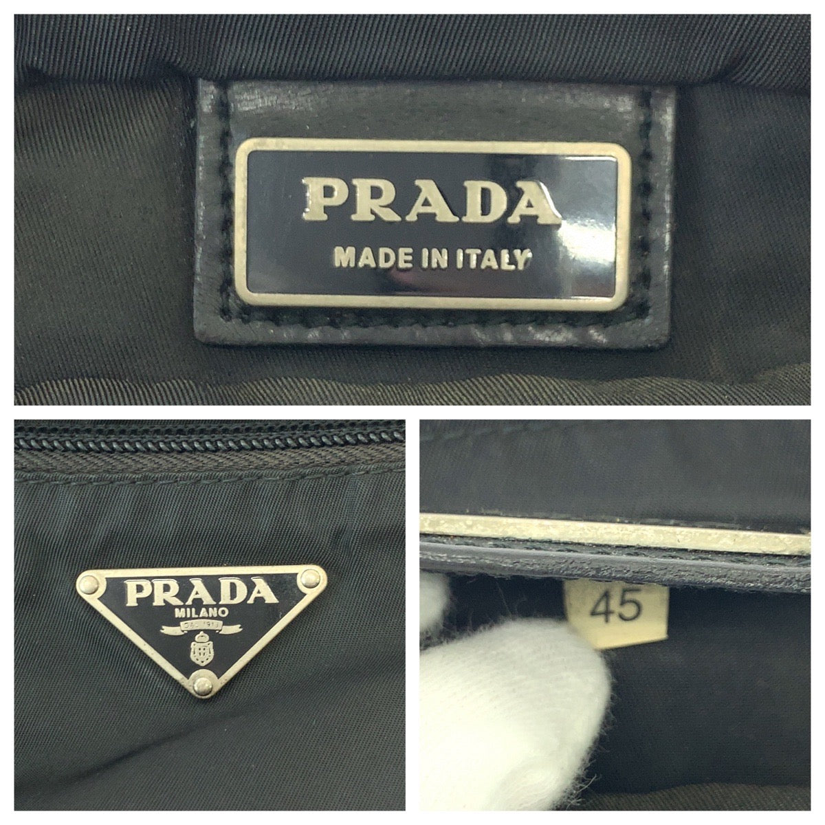 15993
PRADA プラダ テスート 三角ロゴプレート ブラック 黒 シルバー金具 ナイロン ショルダーバッグ ポシェット  メンズ ABP33