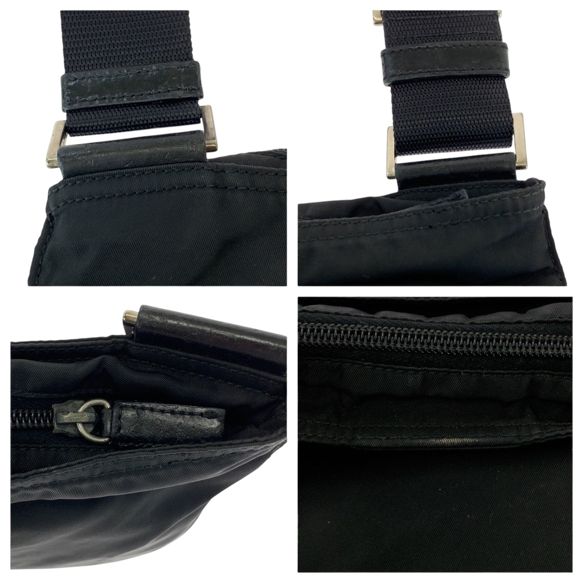 15993
PRADA プラダ テスート 三角ロゴプレート ブラック 黒 シルバー金具 ナイロン ショルダーバッグ ポシェット  メンズ ABP33