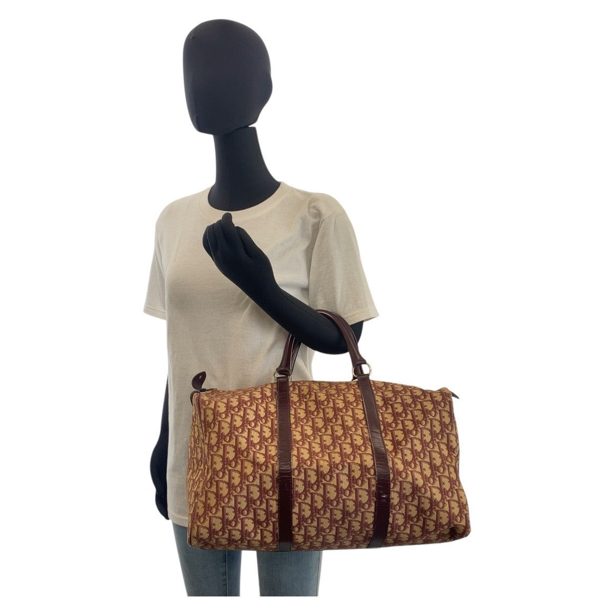 15995
Christian Dior クリスチャンディオール トロッター レッド ベージュ キャンバス / レザー ハンドバッグ ボストンバッグ  レディース