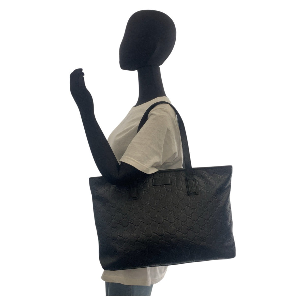 16001
GUCCI グッチ グッチシマ ブラック 黒 ゴールド金具 レザー 211137 トートバッグ ショルダーバッグ  レディース