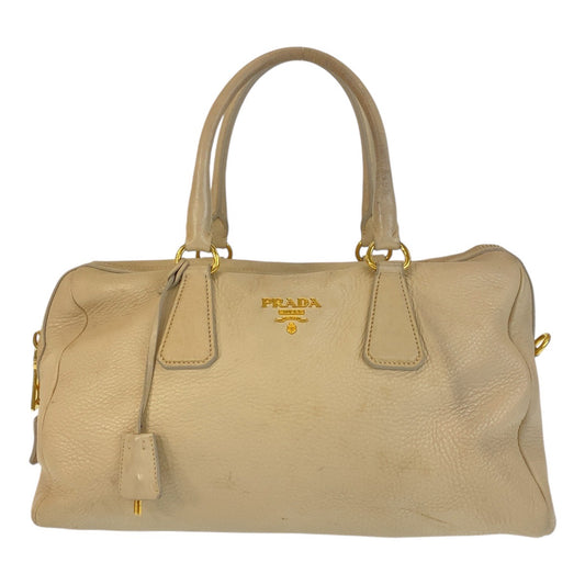 16002
 PRADA Prada Beige Gold Hardware Leather Handbag Shoulder Bag Women's