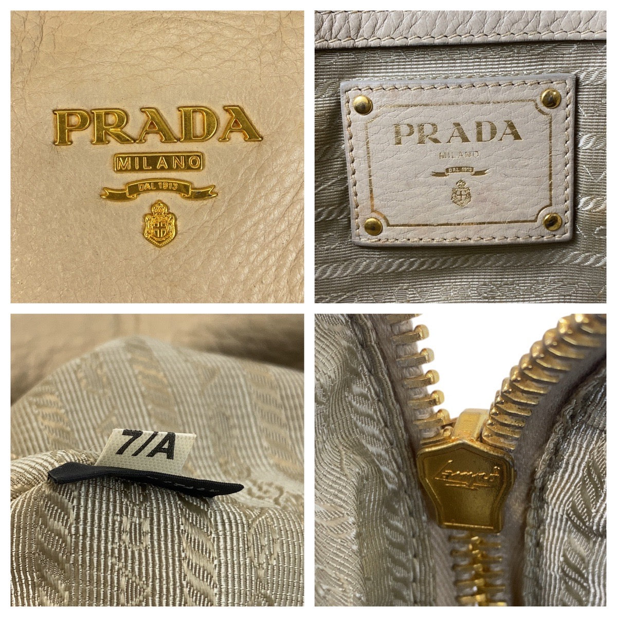 16002
PRADA プラダ ベージュ ゴールド金具 レザー ハンドバッグ ショルダーバッグ  レディース AB38