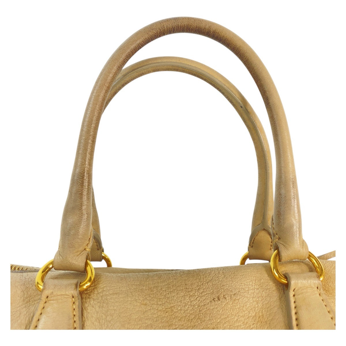 16002
PRADA プラダ ベージュ ゴールド金具 レザー ハンドバッグ ショルダーバッグ  レディース AB38