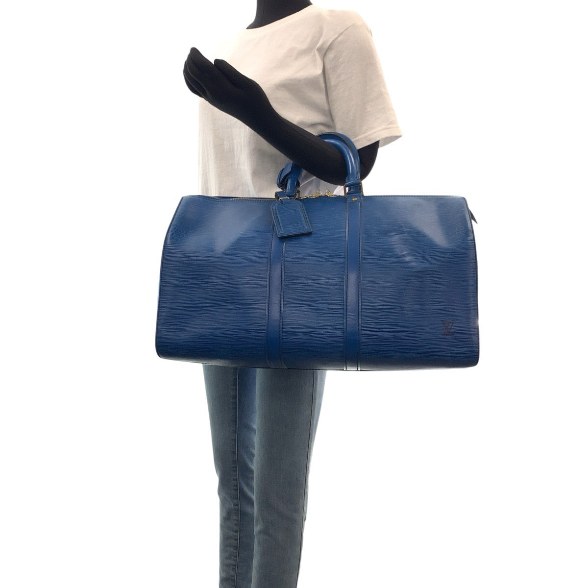 16007
LOUIS VUITTON ルイヴィトン エピ キーポル45 ブルー ゴールド金具 レザー M42975 ボストンバッグ 男女兼用  レディース
