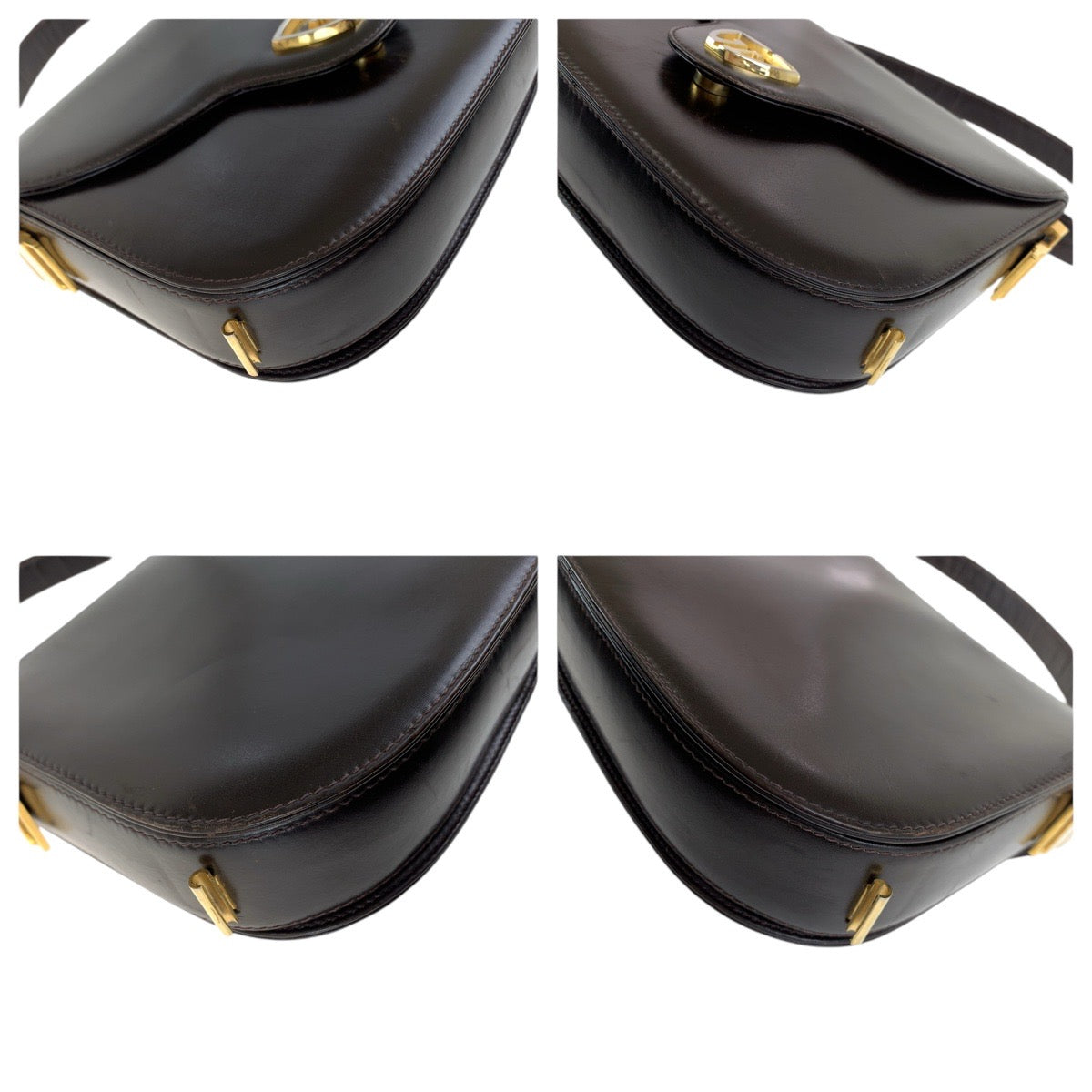 16009
GUCCI グッチ ヴィンテージ オールドグッチ ダークブラウン ゴールド金具 レザー ハンドバッグ  レディース