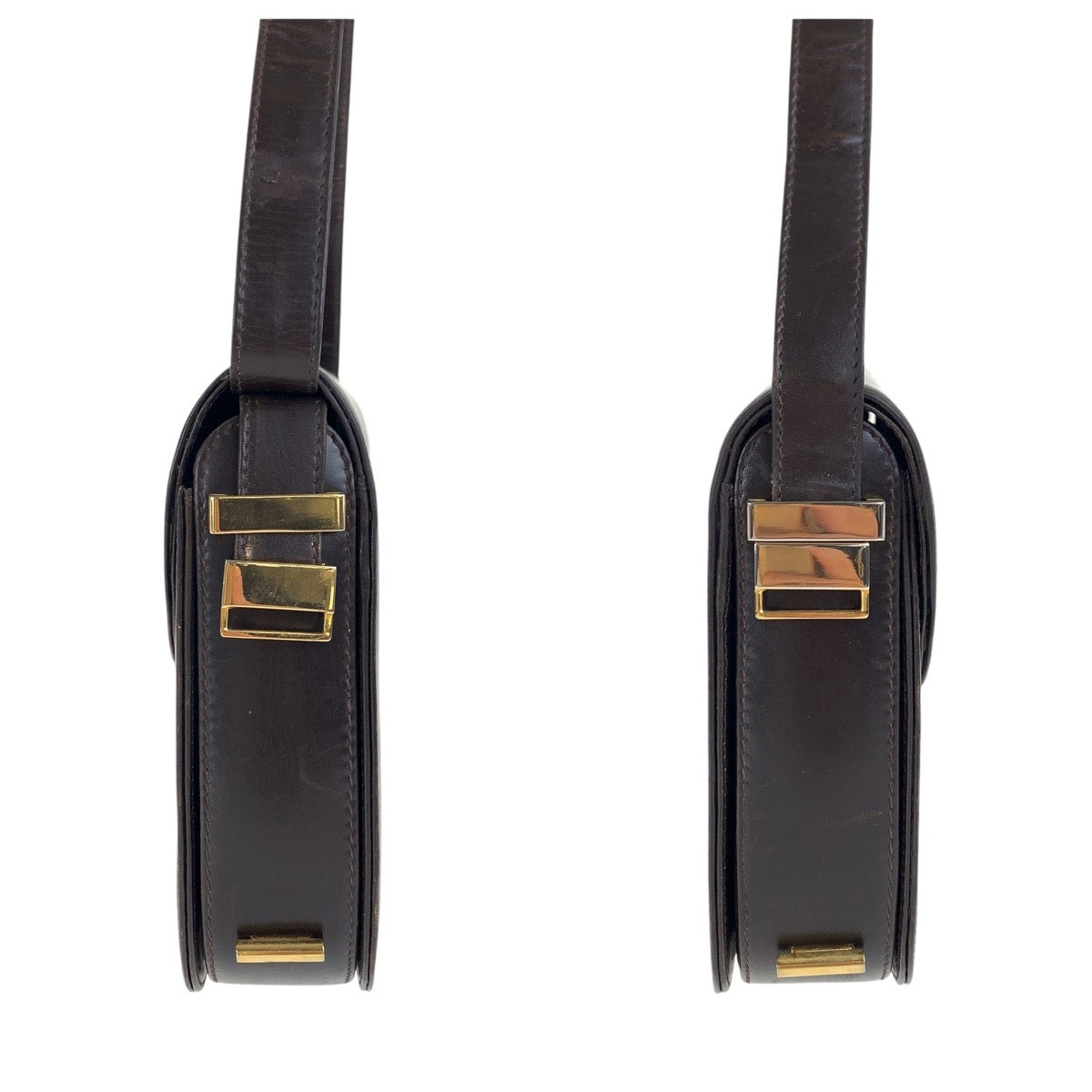 16009
GUCCI グッチ ヴィンテージ オールドグッチ ダークブラウン ゴールド金具 レザー ハンドバッグ  レディース