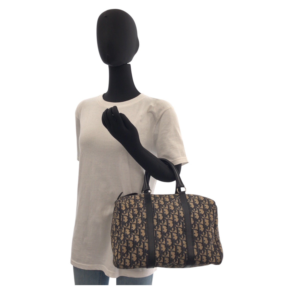 16014
Christian Dior クリスチャンディオール トロッター ネイビー ベージュ シルバー金具 キャンバス / レザー ハンドバッグ ボストンバッグ  レディース