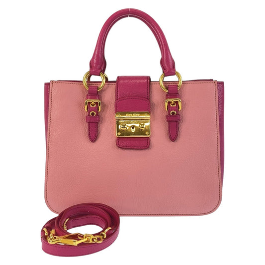 16015
Miu Miu ミュウ ミュウ マドラス ピンク ゴールド金具 レザー ハンドバッグ ショルダーバッグ  レディース ABP41