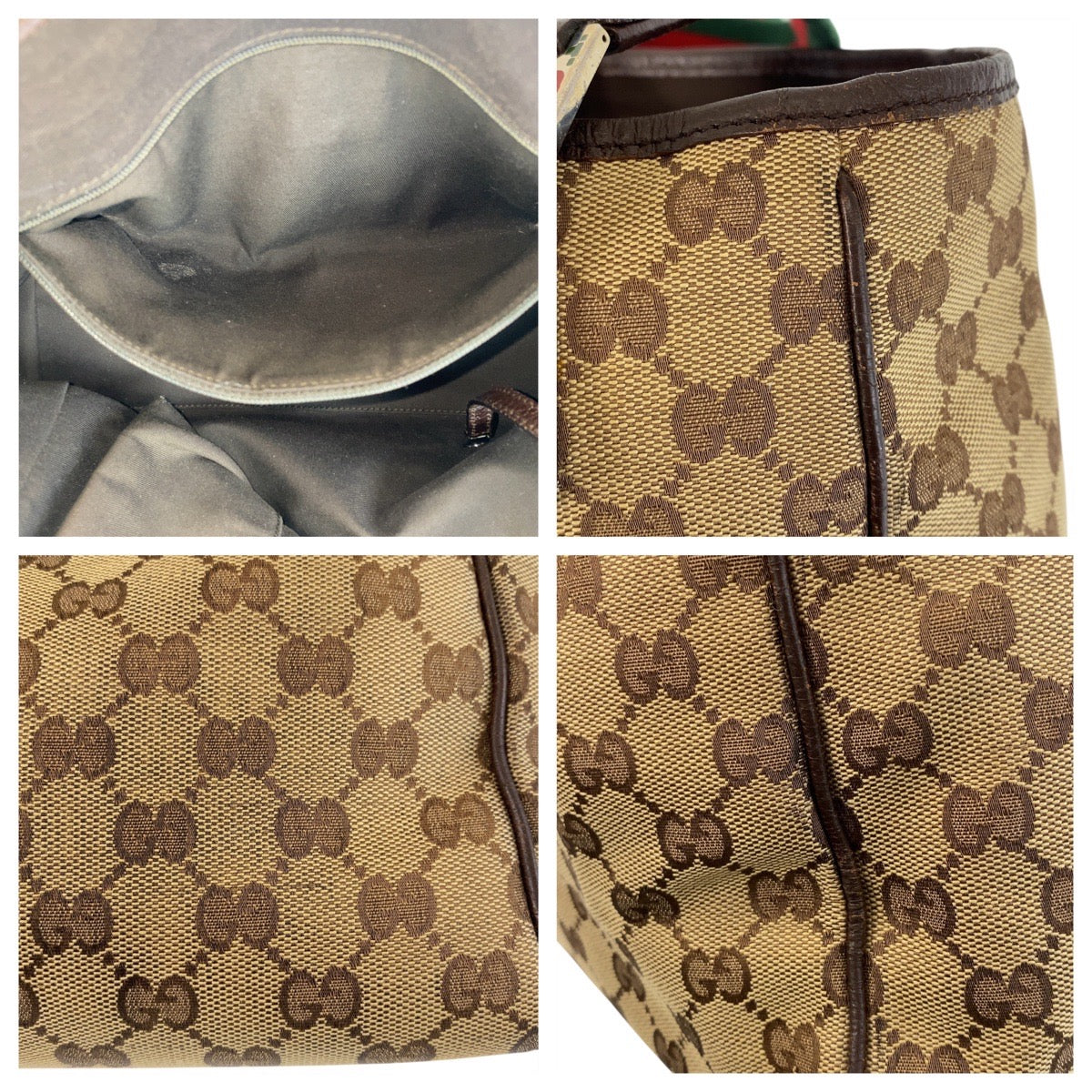 16021
GUCCI グッチ シェリーライン ベージュ ブラウン シルバー金具 GGキャンバス 145810 トートバッグ ショルダーバッグ  レディース ABP32