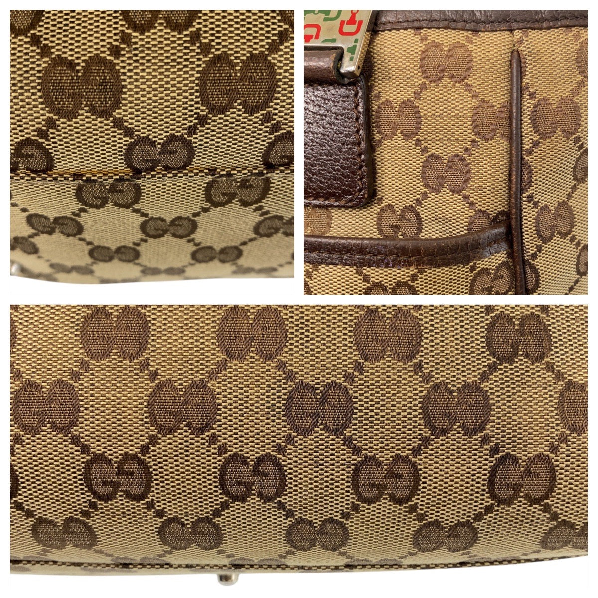 16021
GUCCI グッチ シェリーライン ベージュ ブラウン シルバー金具 GGキャンバス 145810 トートバッグ ショルダーバッグ  レディース ABP32