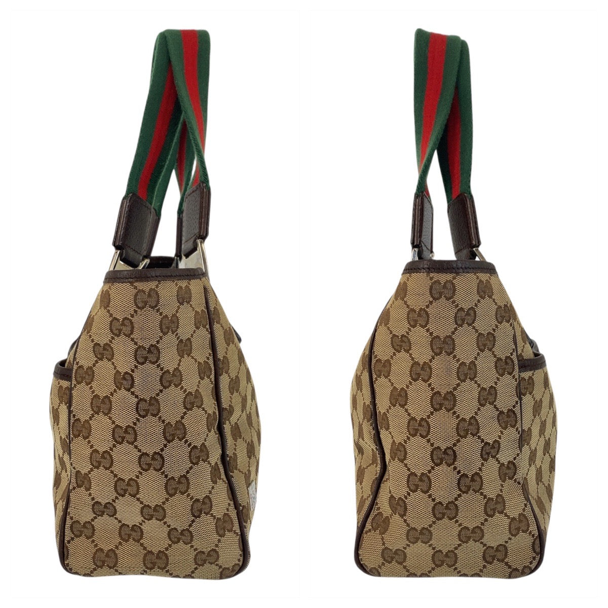 16021
GUCCI グッチ シェリーライン ベージュ ブラウン シルバー金具 GGキャンバス 145810 トートバッグ ショルダーバッグ  レディース ABP32