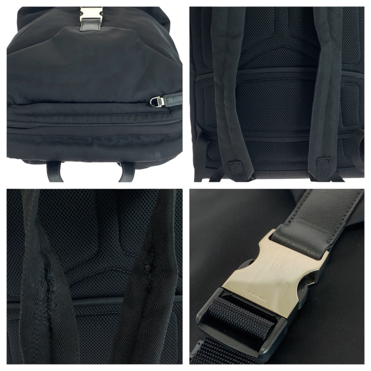 16023
PRADA プラダ テスート 三角ロゴプレート ブラック 黒 シルバー金具 ナイロン 2VZ028 リュックサック バックパック  メンズ AB78