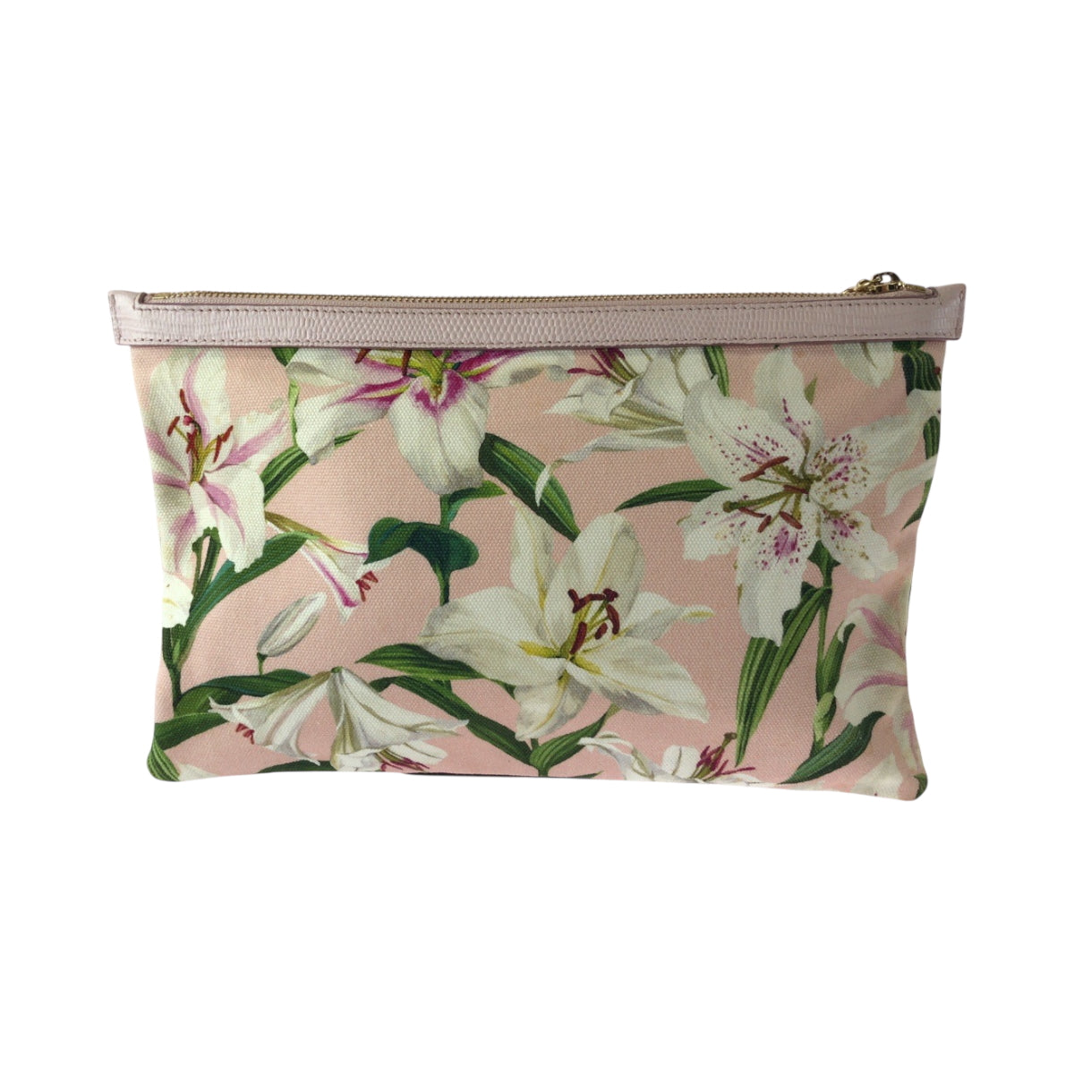 16040
DOLCE&GABBANA ドルチェアンドガッバーナ リリープリント ロゴ ピンク マルチカラー ゴールド金具 キャンバス クラッチバッグ セカンドバッグ  レディース