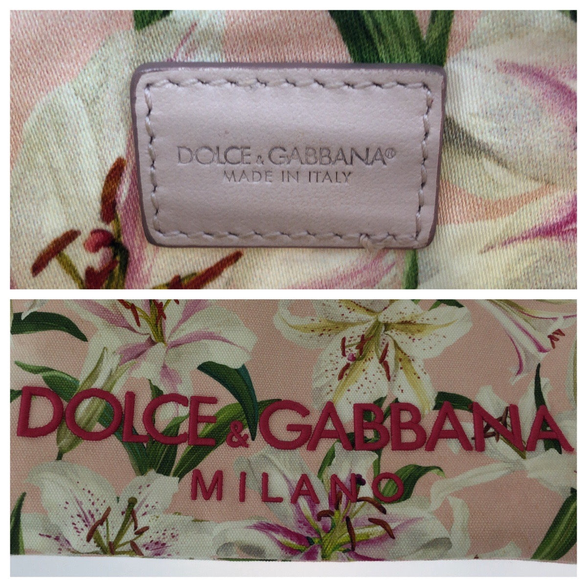 16040
DOLCE&GABBANA ドルチェアンドガッバーナ リリープリント ロゴ ピンク マルチカラー ゴールド金具 キャンバス クラッチバッグ セカンドバッグ  レディース