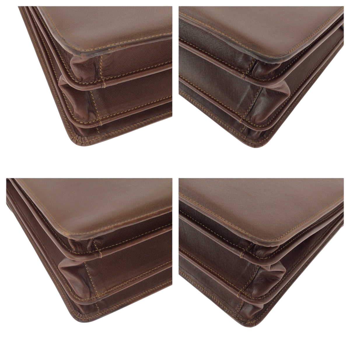 16042
PRADA プラダ ヴィンテージ サフィアーノ ブラウン ゴールド金具 レザー ビジネスバッグ ハンドバッグ  メンズ ABP62