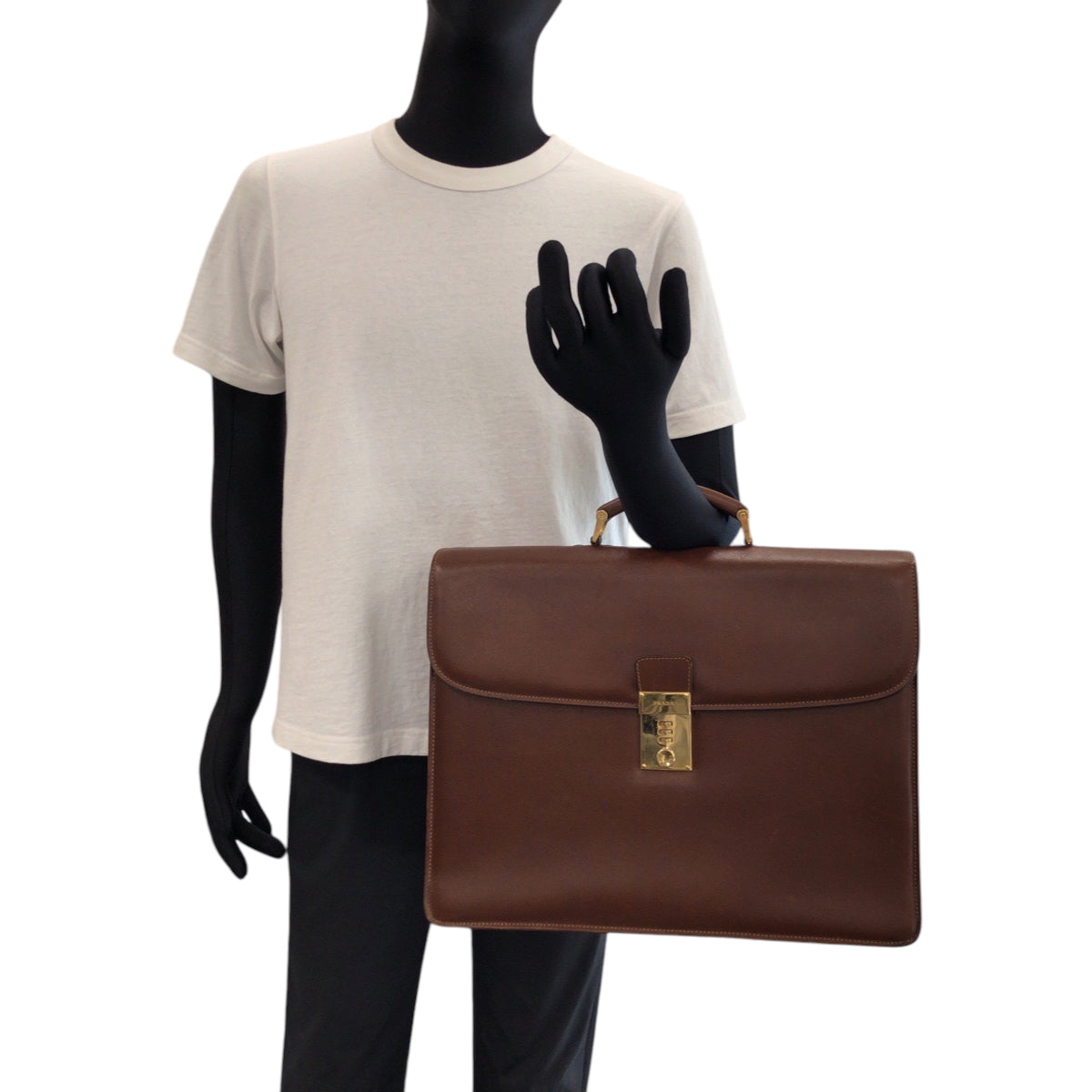 16042
PRADA プラダ ヴィンテージ サフィアーノ ブラウン ゴールド金具 レザー ビジネスバッグ ハンドバッグ  メンズ ABP62