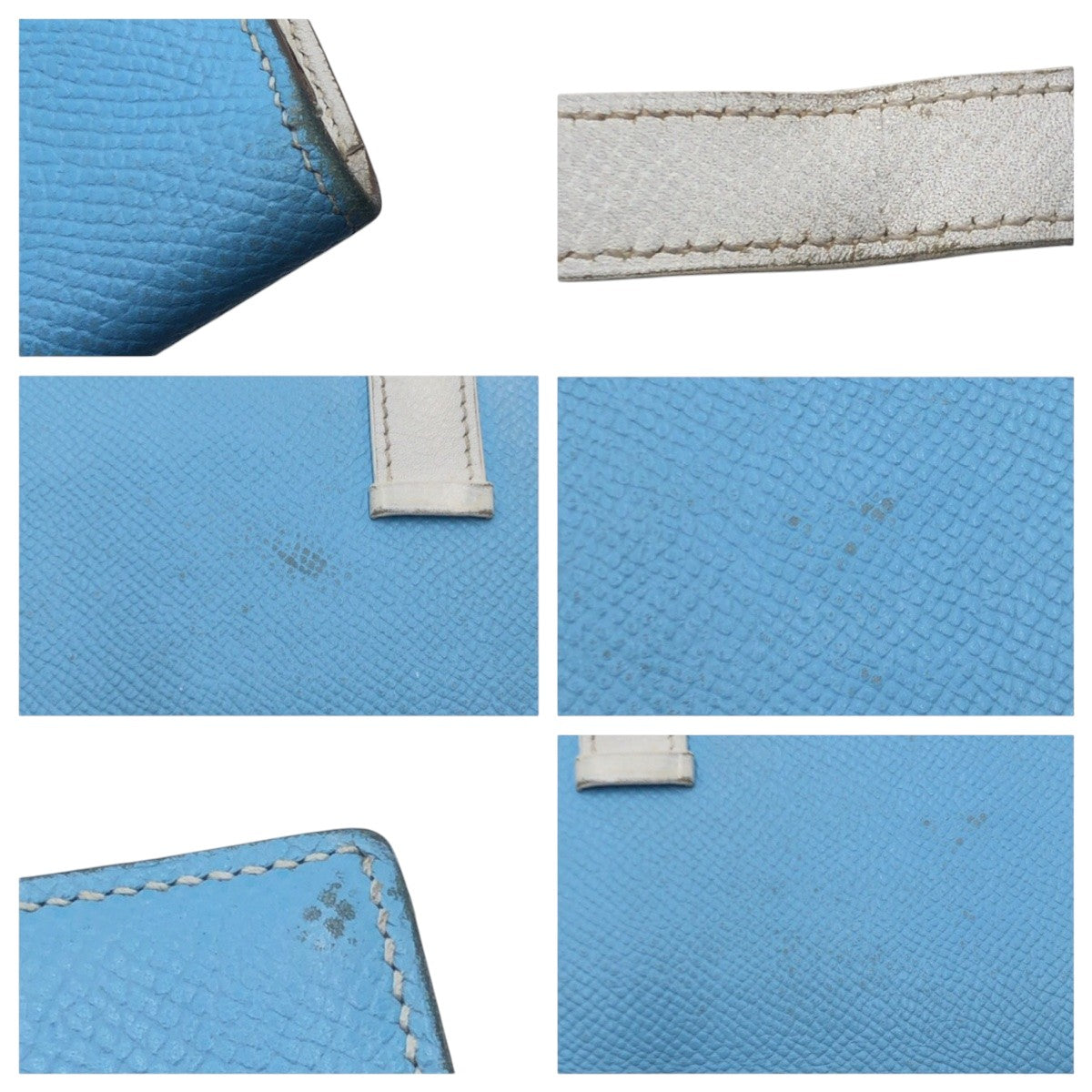 16043
HERMES エルメス べアンスフレ ブルー ライトブルー ホワイト ヴォーエプソン 長財布 ロングウォレット □O ★刻印  レディース AB40