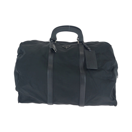 16045
PRADA プラダ テスート 三角ロゴプレート ブラック 黒 シルバー金具 ナイロン ボストンバッグ ハンドバッグ  レディース AB46