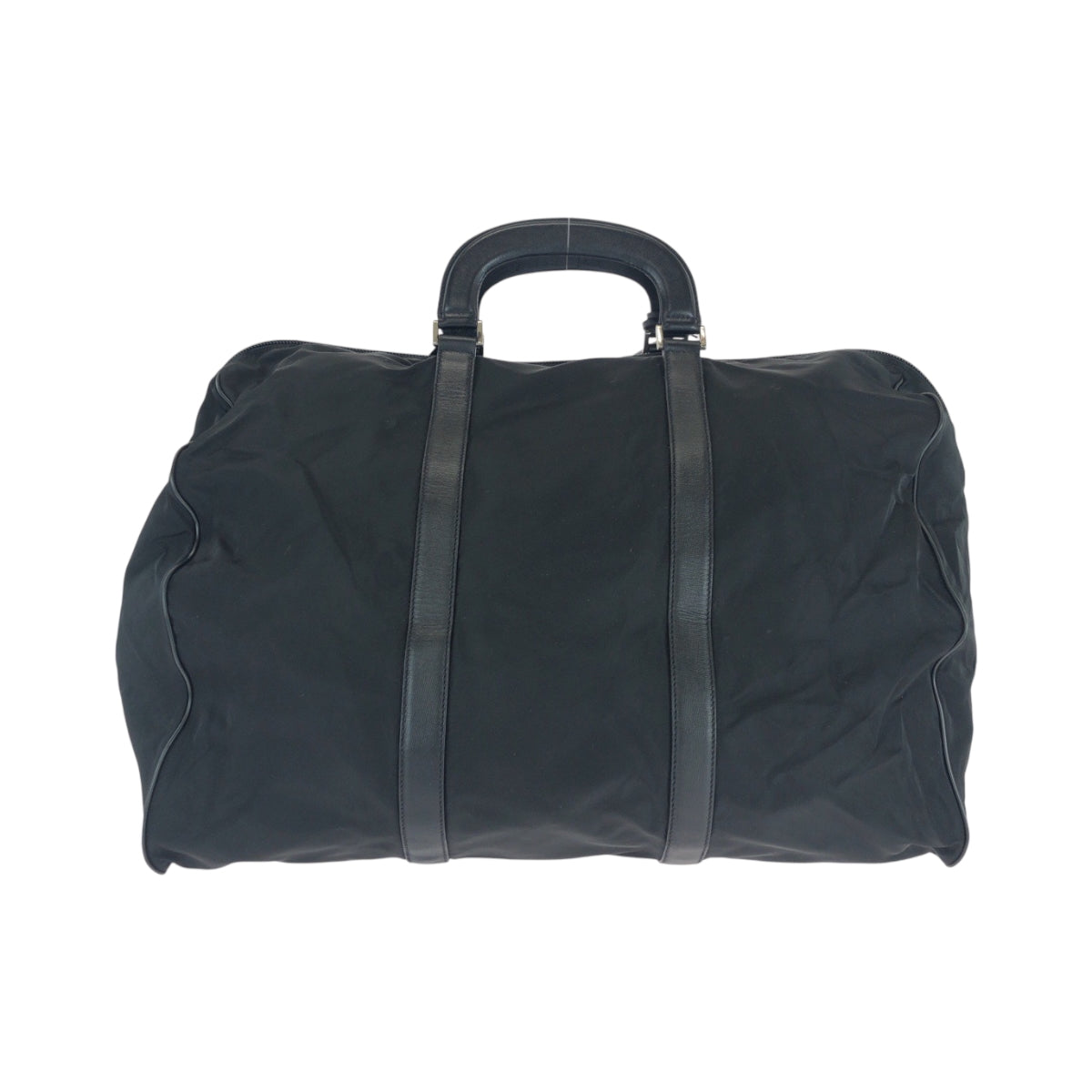 16045
PRADA プラダ テスート 三角ロゴプレート ブラック 黒 シルバー金具 ナイロン ボストンバッグ ハンドバッグ  レディース AB46