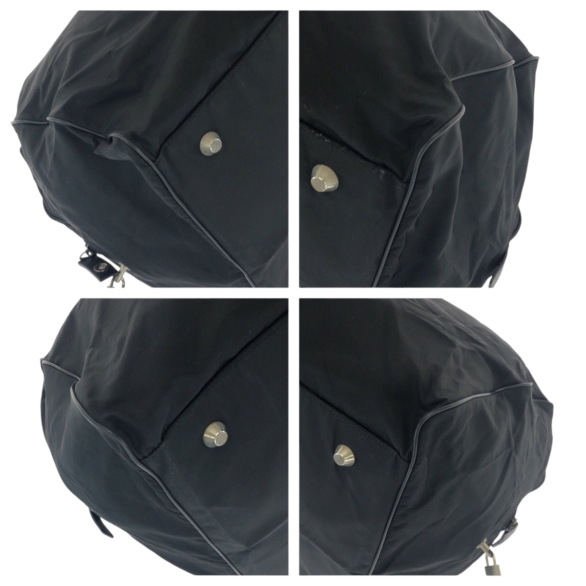 16045
PRADA プラダ テスート 三角ロゴプレート ブラック 黒 シルバー金具 ナイロン ボストンバッグ ハンドバッグ  レディース AB46