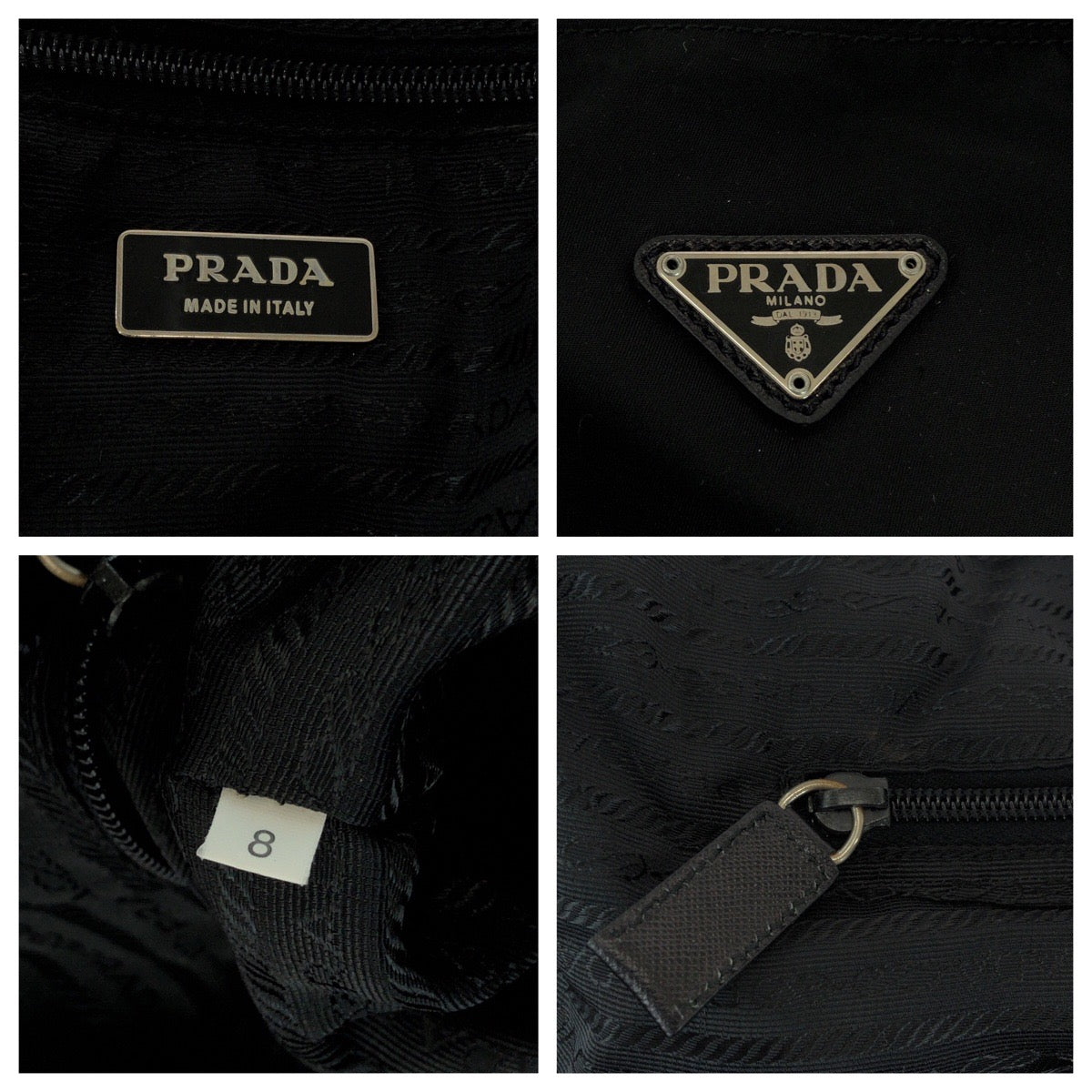 16045
PRADA プラダ テスート 三角ロゴプレート ブラック 黒 シルバー金具 ナイロン ボストンバッグ ハンドバッグ レディース AB46