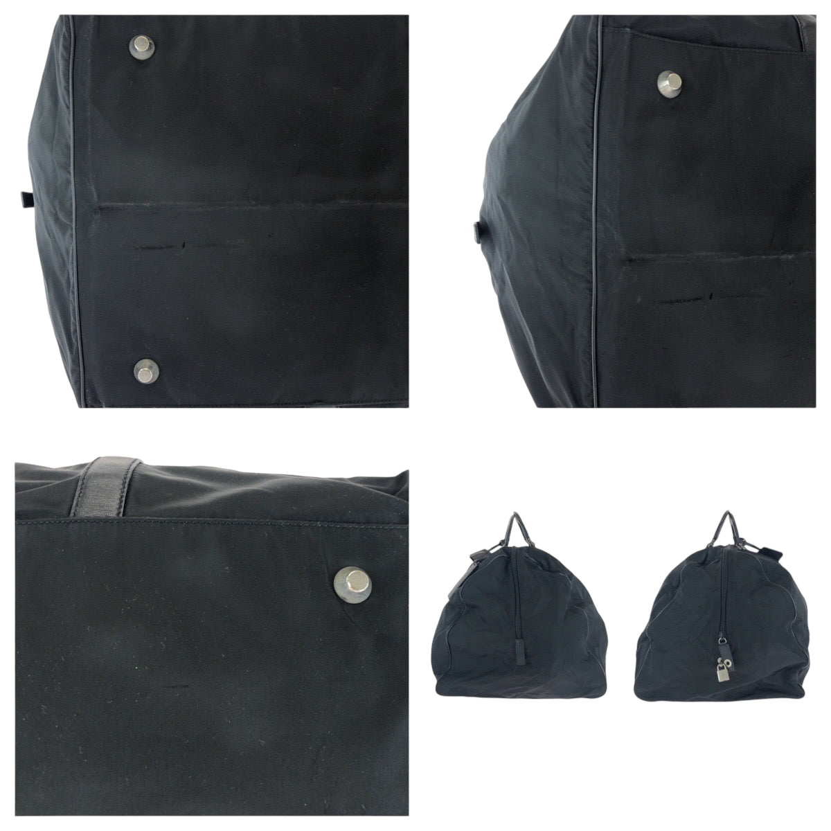 16045
PRADA プラダ テスート 三角ロゴプレート ブラック 黒 シルバー金具 ナイロン ボストンバッグ ハンドバッグ  レディース AB46