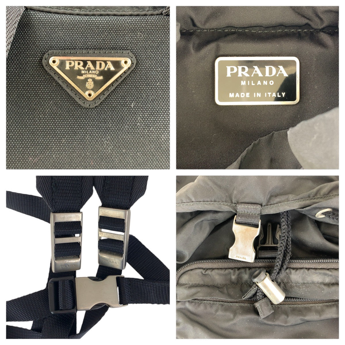 16047
PRADA プラダ テスート 三角ロゴプレート ブラック 黒 シルバー金具 ナイロン リュック・デイパック バックパック  レディース ABP38