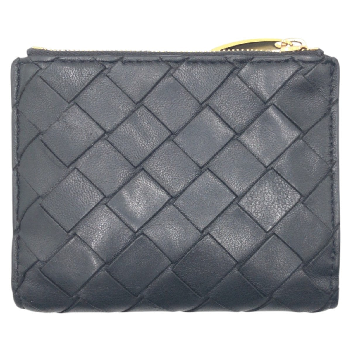 16049
BOTTEGAVENETA ボッテガヴェネタ マキシイントレチャート ブラック 黒 レザー 二つ折り財布 折り財布 コンパクトウォレット  レディース