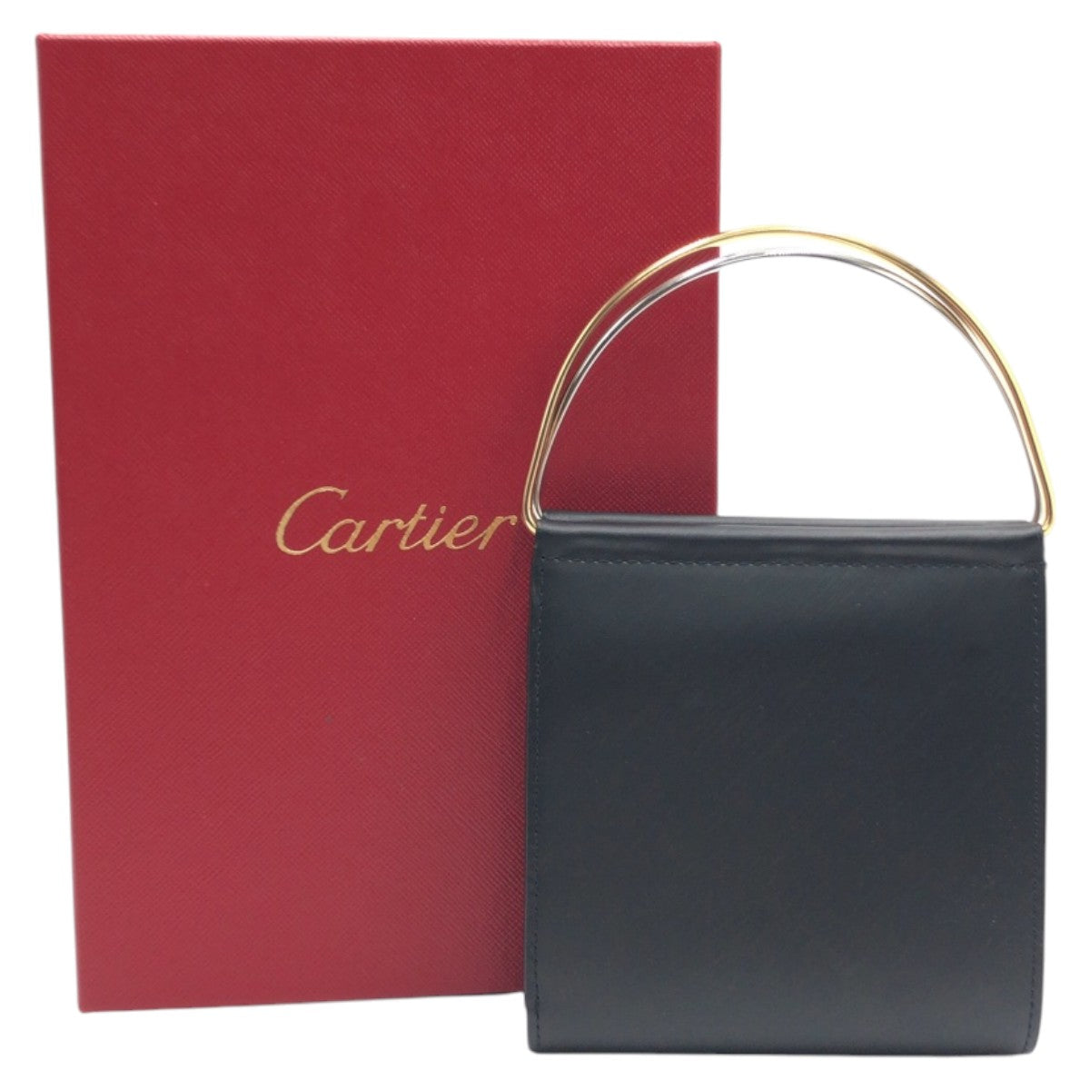 16051
CARTIER カルティエ トリニティ ブラック 黒 シルバー レザー / メタル 二つ折り財布 折り財布 コンパクトウォレット  レディース