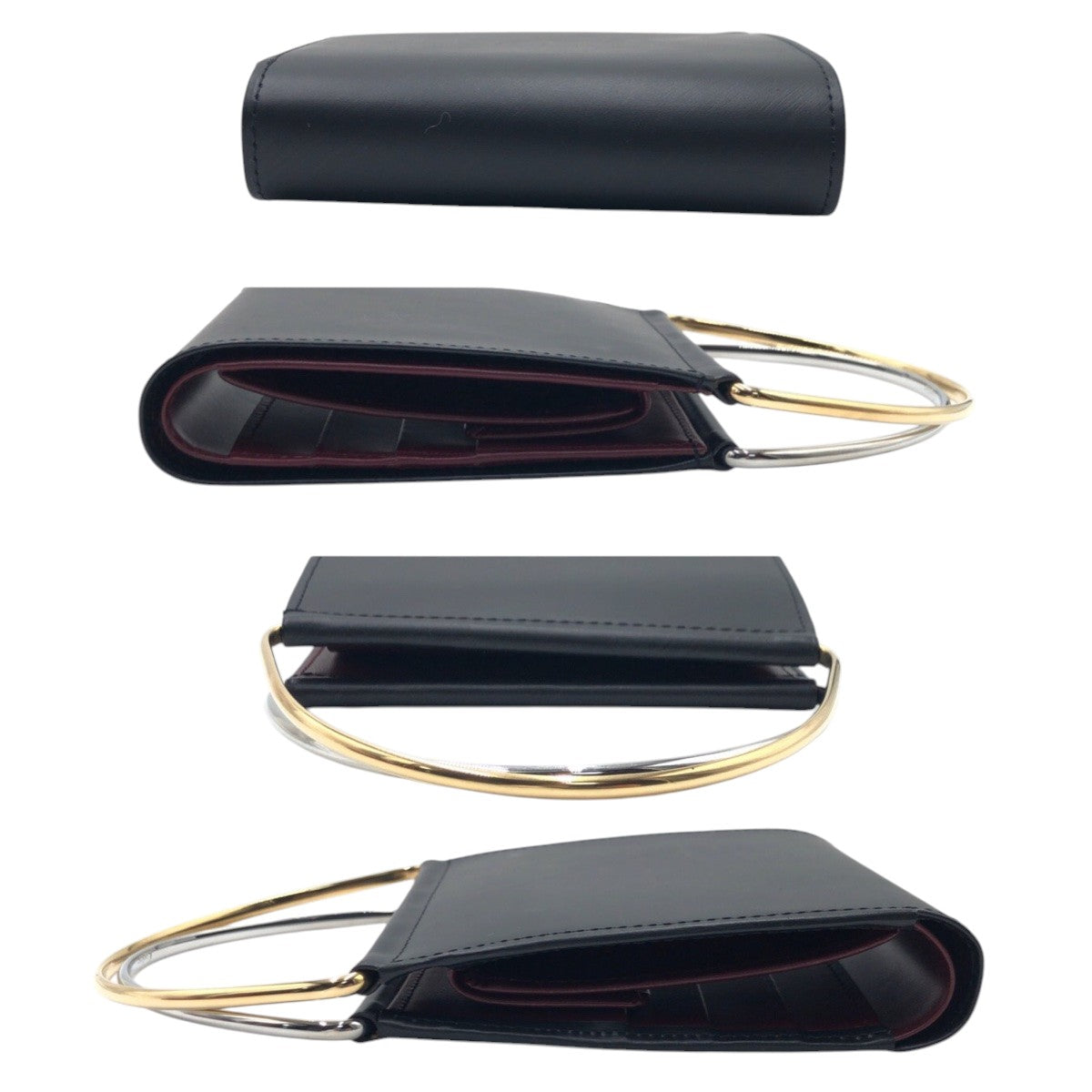 16051
CARTIER カルティエ トリニティ ブラック 黒 シルバー レザー / メタル 二つ折り財布 折り財布 コンパクトウォレット  レディース