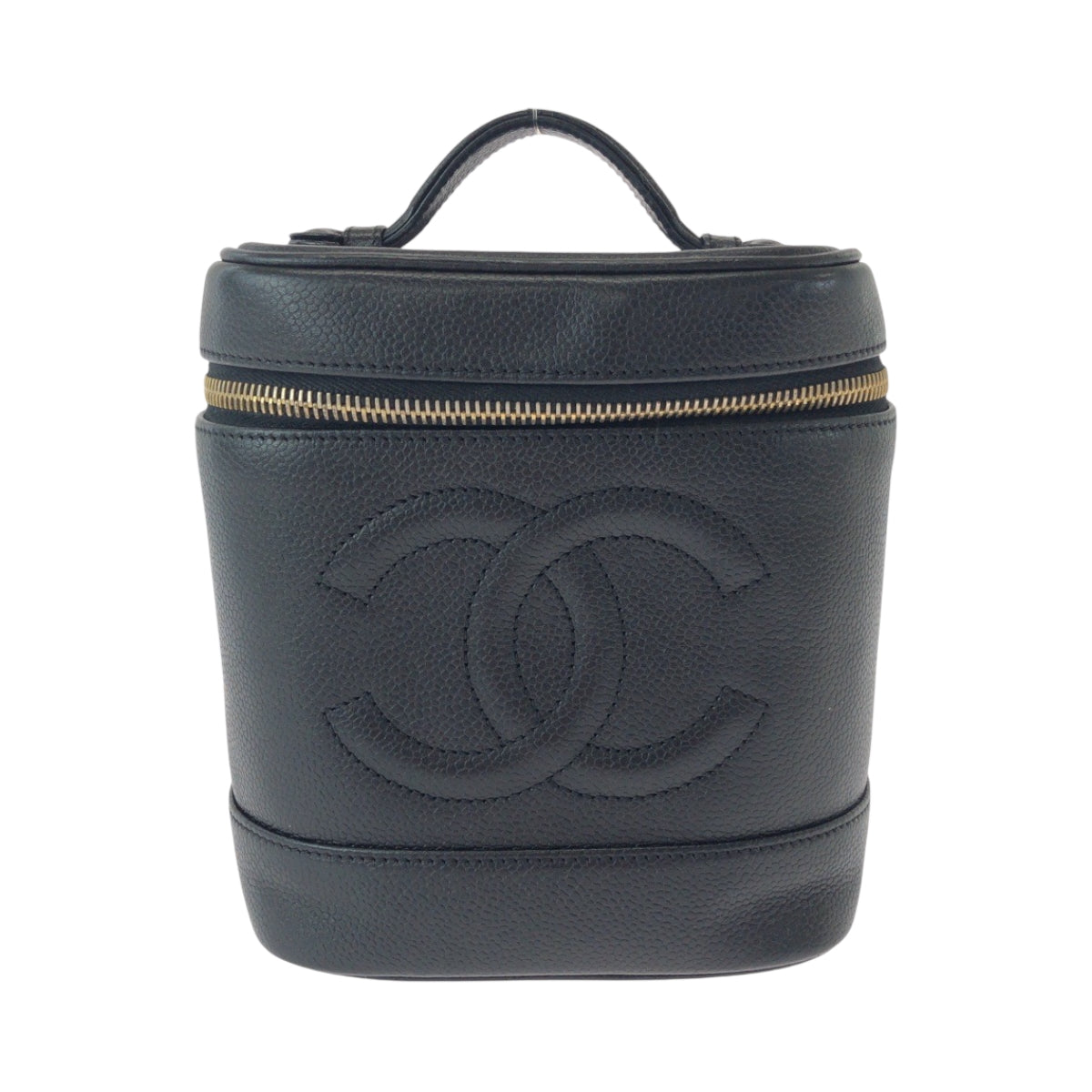 16053
CHANEL シャネル ココマーク ブラック 黒 ゴールド金具 キャビアスキン ハンドバッグ バニティポーチ  レディース AB63