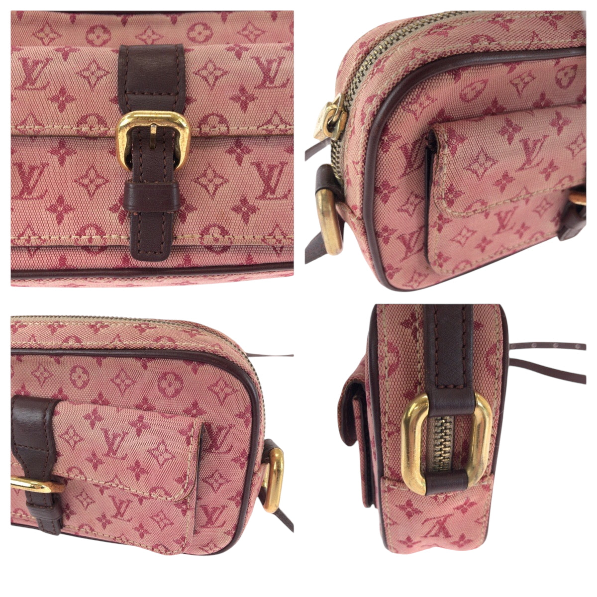 16054
LOUIS VUITTON ルイヴィトン モノグラム ミニ ジュリエット チェリー ピンク ブラウン ゴールド金具 キャンバス M92219 ショルダーバッグ ポシェット  レディース