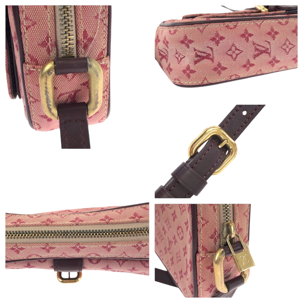 16054
LOUIS VUITTON ルイヴィトン モノグラム ミニ ジュリエット チェリー ピンク ブラウン ゴールド金具 キャンバス M92219 ショルダーバッグ ポシェット  レディース