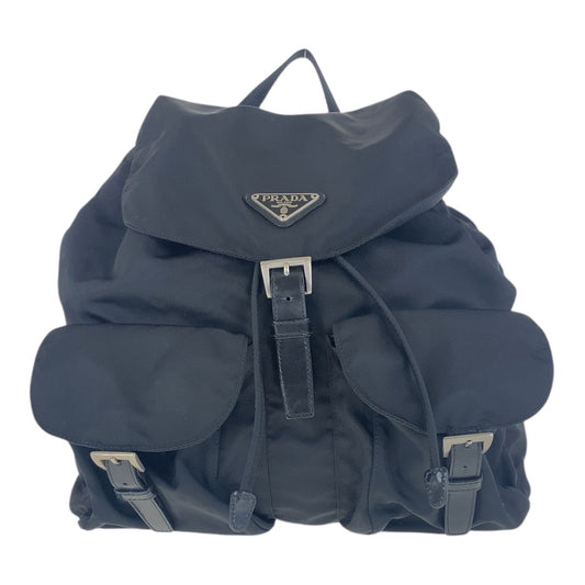 16057
PRADA プラダ テスート 三角ロゴプレート ブラック 黒 シルバー金具 ナイロン / レザー リュック・デイパック バックパック  レディース