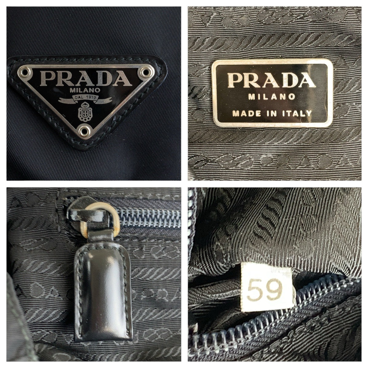 16057
PRADA プラダ テスート 三角ロゴプレート ブラック 黒 シルバー金具 ナイロン / レザー リュック・デイパック バックパック  レディース